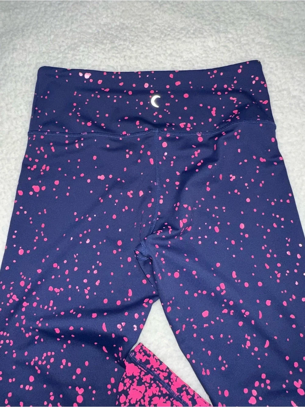 ZYIA Active Navy Blue Leggings with Pink Dots (Size 6-8) - Picture 7 of 8